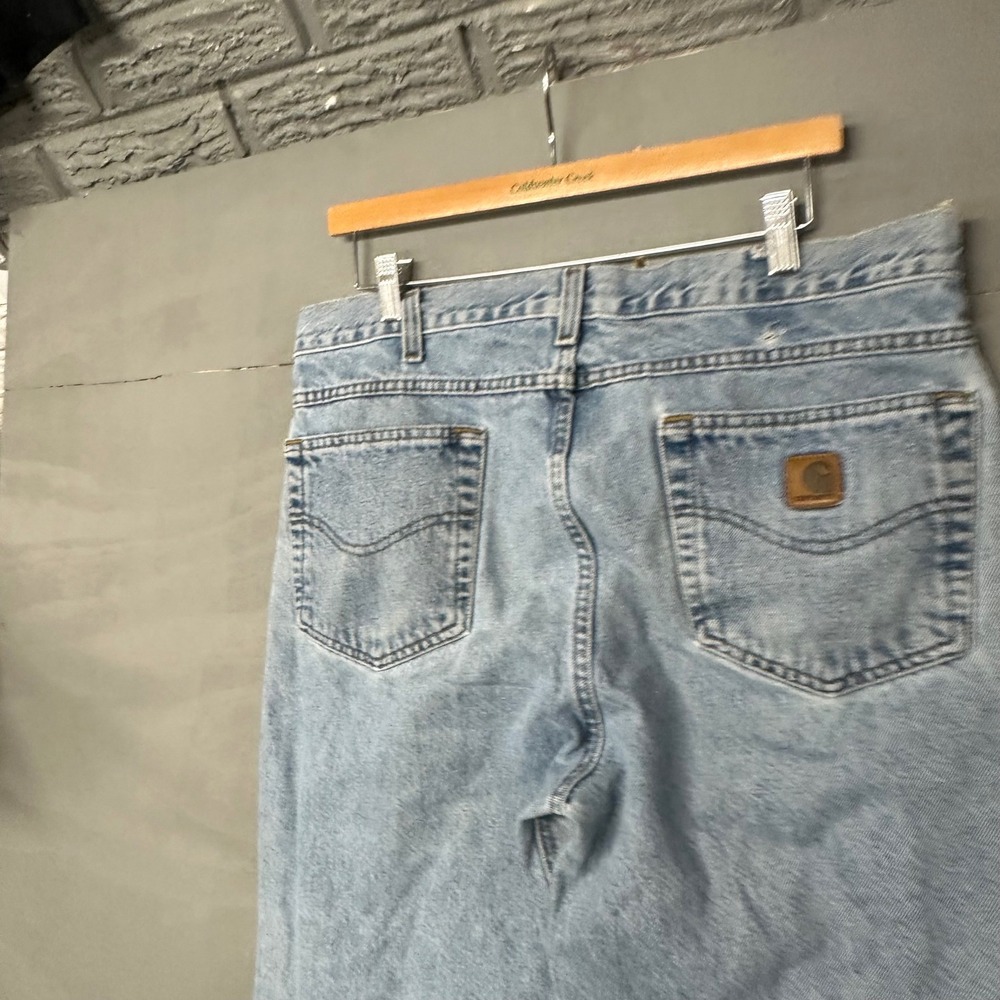 Carhartt Mens Relaxed Fit Straight Leg Light Wash Denim Blue Jeans Workwear